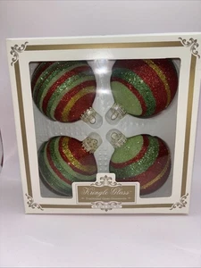 Kurt Adler Kringle Glass Traditional Glass Christmas Ornaments Box Of 4 New - Picture 1 of 4