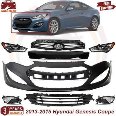Front Bumper Cover Primed & Grille Assembly For 2013-2015 Hyundai Genesis Coupe Foto 1 de 4