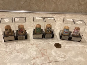 6 Vtg Carradus Wooden Thimbles Thimble SIGNED AND NUMBERED 9th-10th&11th Edition - Picture 1 of 9