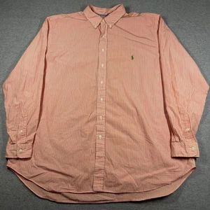 Polo Ralph Lauren Shirt Mens 3XLT Orange Long Sleeve Button Down Striped Preppy - Picture 1 of 12