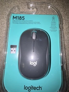 Logitech M185 Wireless Computer Mouse Black and Gray Brand New - Picture 1 of 2