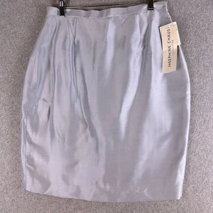 Josephine Chaus Collezione Gonna a Matita Donna 12 Blu 100% Seta Zip Posteriore Nuova con etichette - Foto 1 di 12