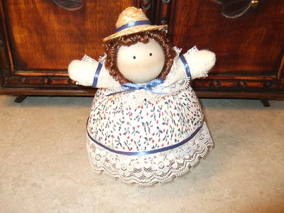 Muñeca Alfiletero Vestida en Vestido Blanco, Rojo y Azul - Hecha a Mano #10 - NUEVA Foto 1 de 3