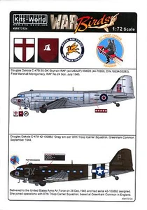 Kits World Decals 1/72 DOUGLAS C-47 SKYTRAIN British & American Versions - Picture 1 of 3