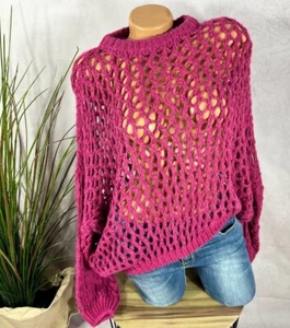 weicher crop Pullover Pulli Häckel Netz Strick Italy BERRY 36 38 40 - Bild 1 von 4
