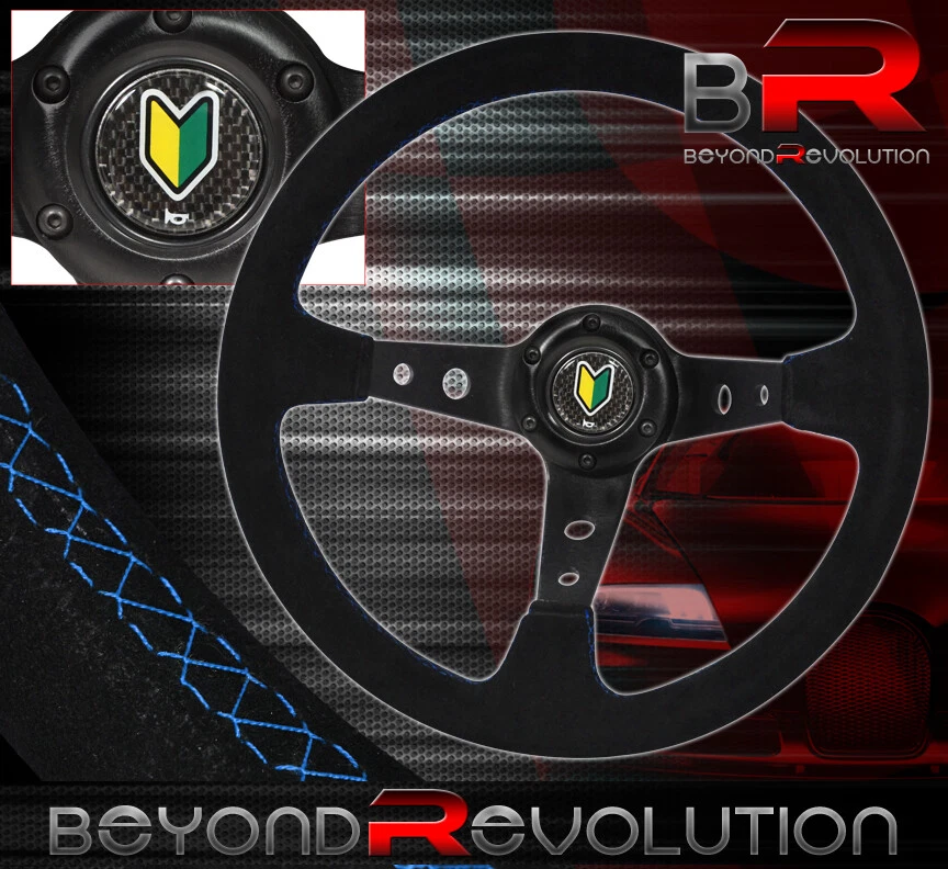 Universal 6 Bolt Hole Drift Handling 3 Spoke Steering Wheel Jdm Logo - Изображение 1 из 1