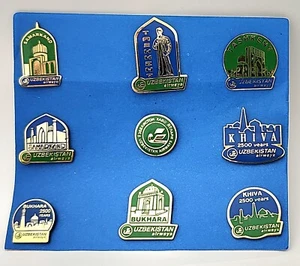 RARE UNUZED 1997 UZBEKISTAN CITIES УЗБЕК AIRWAYS 2500 YEARS ANNIVERSARY 9 PINS - Picture 1 of 15