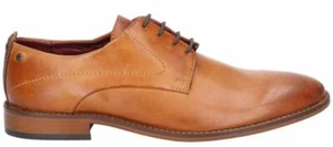 Base London Mens Leather Script Tan Washed Lace Up Shoes Boots