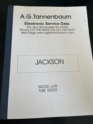~Vintage~ Instrucciones de funcionamiento para probador de tubos modelo 648 A.G. Tannenbaum Foto 1 de 4