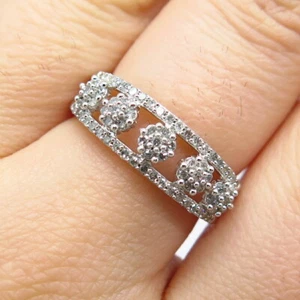 925 Sterling Silver SUN Real White Diamond Ring Size 6.75 - Picture 1 of 7