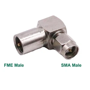 FME Male Plug to SMA Male Right Angle RF Coax Cable Adapter Converter Connector - Picture 1 of 7