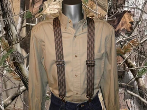 Heavy Duty Camo Nylon Suspenders Scissor Trigger Snaps USA Made - Picture 1 of 2