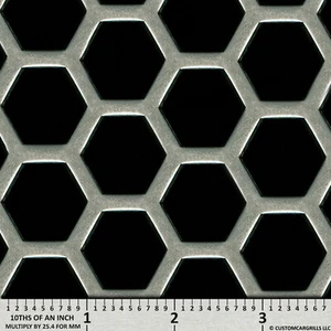 CCG UNIVERSAL 16" x 48" HD PERF HEXAGON ALUMINUM GRILL GRILLE MESH SHEET SILVER - Bild 1 von 4