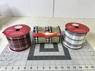 Lote de 4 cintas escocesas tartán para regalos y manualidades Foto 1 de 4