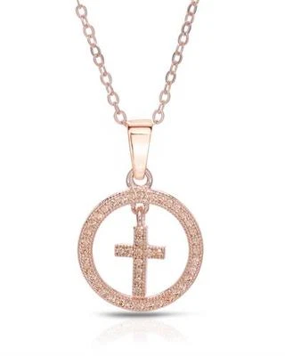 Collar Círculo Cruzado con Circonita Circular Chapado en Oro Rosa 18K/925 Longitud Plata 18 pulgadas Foto 1 de 2