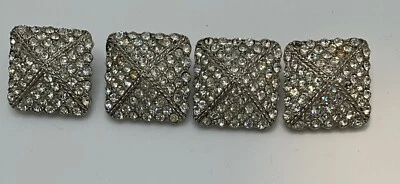 Buttons Rhinestone And Silver Vintage Heavy Quality Construction Shank Lot Of 4 - Image 1 of 4