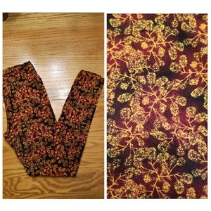 LuLaRoe Leggings OS One Size red black yellow unique psychedelic fractal design - Picture 1 of 1