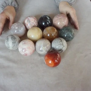 Juego de bolas de esfera de jaspe de cristal de cuarzo natural de 10,1 lb 12 piezas pulidas curación - Imagen 1 de 12