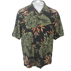 Caribbean Men Hawaiian camp shirt pit to pit 24 L aloha luau tropical silk flora