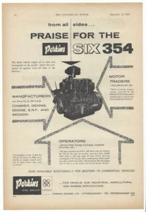 Old Commercial Vehicle Advertisment – Perkins SIX354 Engines and Other. 1961. - Picture 1 of 1