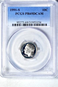 1991-S 10C Roosevelt Dime PCGS PR69DCAM #154 - Picture 1 of 2