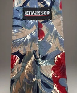 Botany 500 Men's Unique Tropical Floral Necktie Made In USA Red Blue Gray Tie - Picture 1 of 3