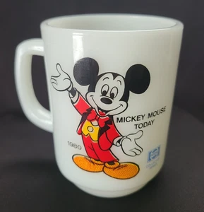 Vintage Mickey Mouse 1980 Coffee Cup Anchor Hocking Milk Glass Pepsi Walt Disney - Picture 1 of 10