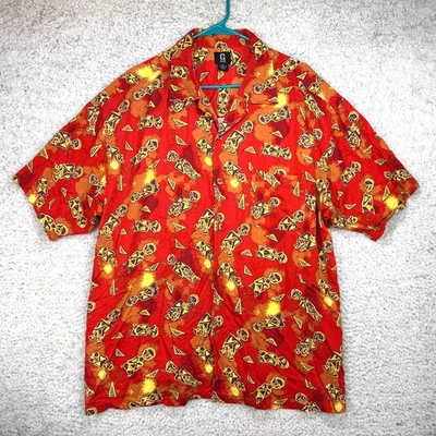 VTG 90s Guess Jeans Button Up Hawaiian Tiki AOP Relaxed Shirt Size XL - Image 1 of 4