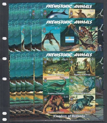 Dinosaurios Animales Prehistóricos 2013 Redonda MNH 3 M/s Perf Set X 5 Lote al por mayor Foto 1 de 2