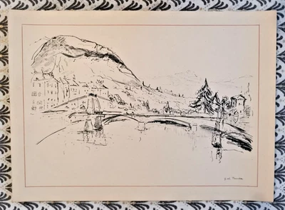dessin original   jacques  traversier grenoble  chartreuse bastille isere - Photo 1/4
