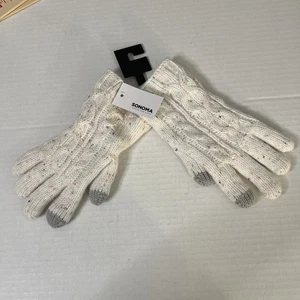 Sonoma Cable Knit Lined Cold Weather Gloves Women’s One Size Multicolor Ivory - Picture 1 of 6