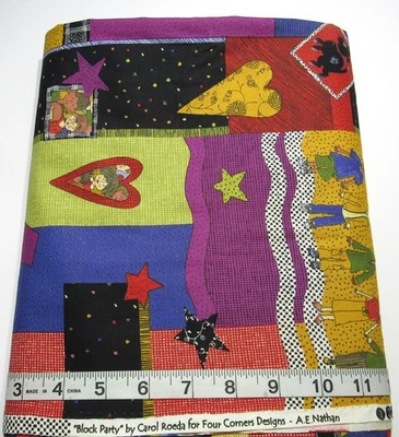 Bloque Fiesta Carol Roeda Cuatro Esquinas BTY AE Nathan Algodón Coser Edredón Tela Artesanal Foto 1 de 3