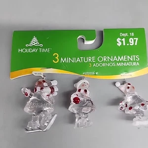 NIP Vintage Holiday Time 3 Miniature Snowman Plastic Ornaments 1.5" - Picture 1 of 6