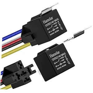 2 Pack 12V 40/30 Amp Car Relay DC 5 Pin SPDT and Harness - Heavy Duty 12 AWG  - Picture 1 of 8