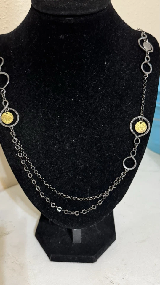 Collar Silpada N2150 plata de ley oxidada con discos de latón 38" Foto 1 de 4