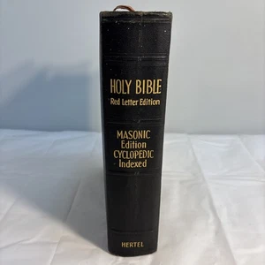 Holy Bible Masonic Edition Cyclopedic Indexed 1949 Red Letter Edition Hertel - Picture 1 of 16