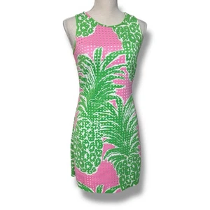 Lilly Pulitzer Perla Pineapple Laser Cut Shift Dress Size XS - Picture 1 of 7