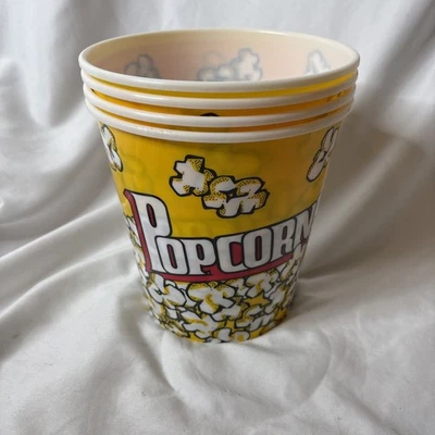 Cubos de palomitas de maíz recipiente plástico grueso reutilizable paquete de 4 bocadillos de película Foto 1 de 4