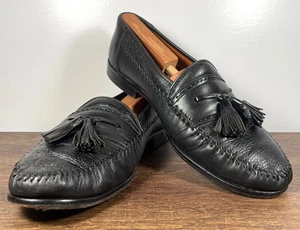 Brassboot Hand Made in Spain Black Leather Tassel Loafers Men's Size 10 - Picture 1 of 14