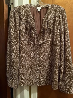 Blusa de Acción de Gracias Perfecta Ámbar JCREW Lunares Volantes Blusa Talla XL Foto 1 de 4
