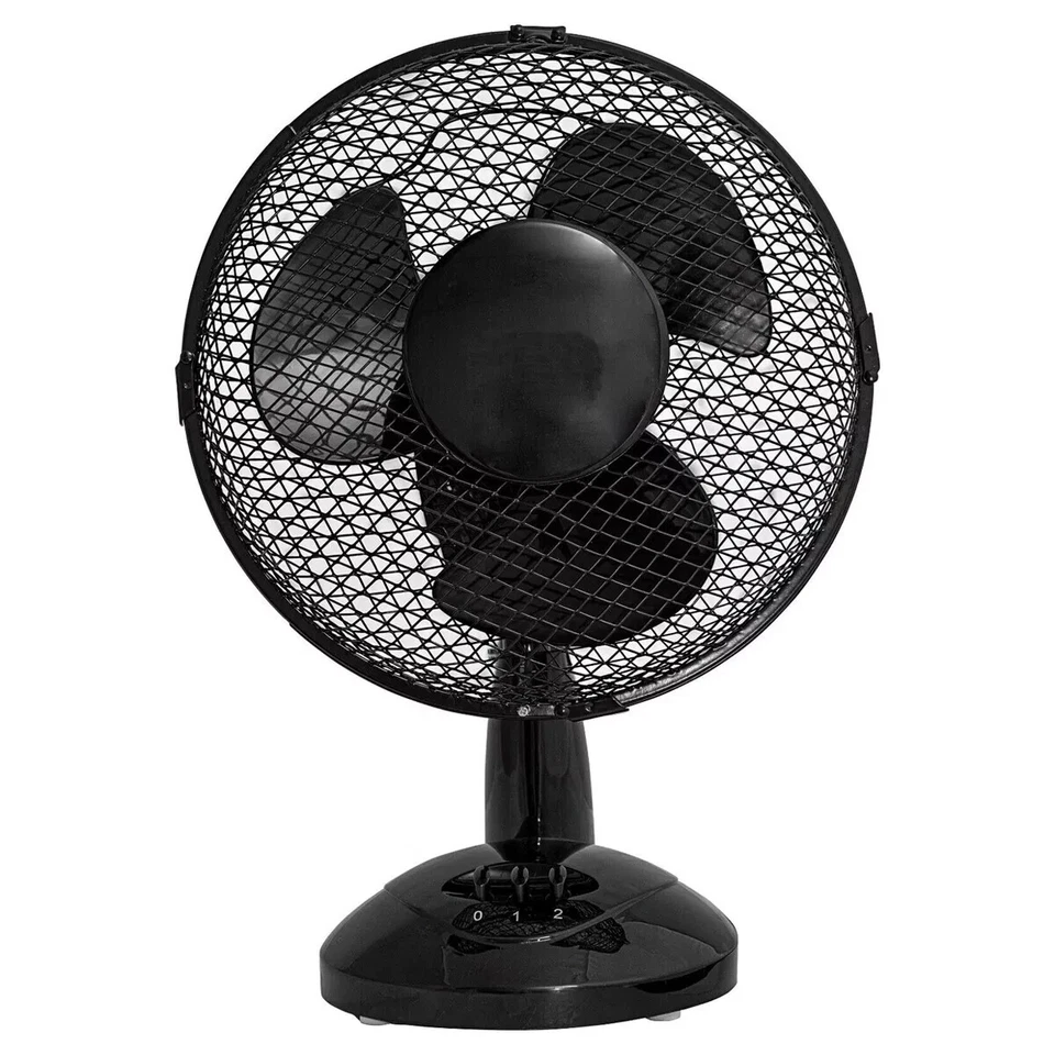 Black 9" Inch Small Oscillating 2 Speed Air Cooling Desk Work Top Fan - BLACK - Image 1 of 4