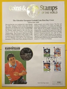 Moneta Gibilterra 1996 una corona IL CAMPIONATO EUROPEO DI CALCIO copertina primo giorno - Foto 1 di 21