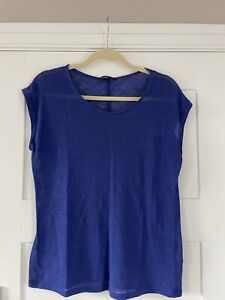 marks and spencer Cobalt blue linen T-shirt 10