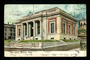 Post Post Postkarte Connecticut CT Norwich Säulen 1907 Knicke - Bild 1 von 2