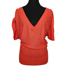 Dynamite Women's Deep V-Neck Off the Shoulder Tunic Top, Coral/Orange, Size XS - Picture 1 of 8