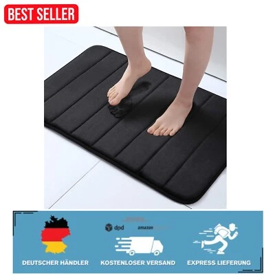 Waschbare Rutschfeste Badematte - Kuscheliger Memory-Schaum in Schwarz 41x61 cm - Bild 1 von 2