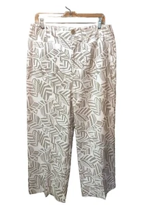 Joseph Ribkoff Pants Womens Size 14 Palm Print Wide Leg Vanilla Moonstone EUC - Picture 1 of 24