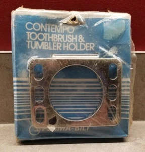 NOS Vintage Contempo Tooth Brush & Tumbler Holder No 8934 Polished Chrome MCM - Picture 1 of 5