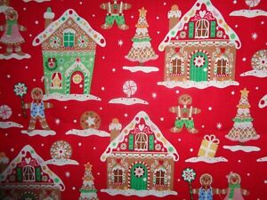 Handcrafted Red cotton  crib sheet,GingerbreadBoys/Girls/Houses,Blue,red,brown