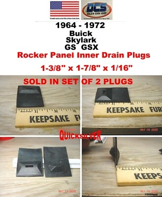 1964 72 Buick Skylark GS GSX Rocker Drain Inner Rubber Plugs 2pcs USA - Image 1 of 2